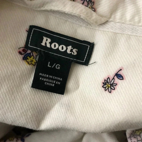 ROOTS Floral Print Button Up Collard Long Sleeve Blouse - Picture 5 of 6